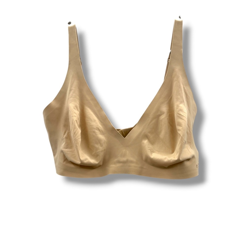 SKIMS Fits Everybody Plunge Bra Womens S Sand Beige Wireless Seamless Comfort